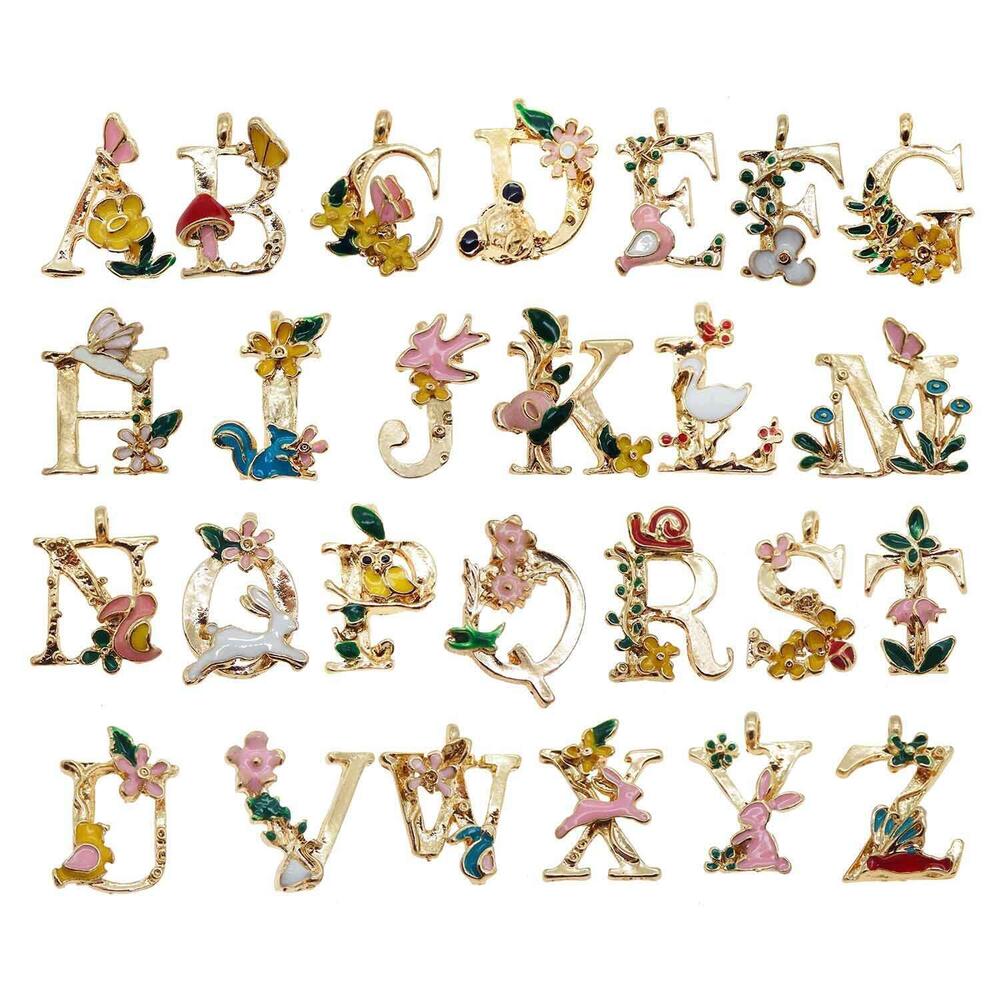 2175 26 Initial Alphabet Letter Charms Pendants Garden Fairy Tale Princess